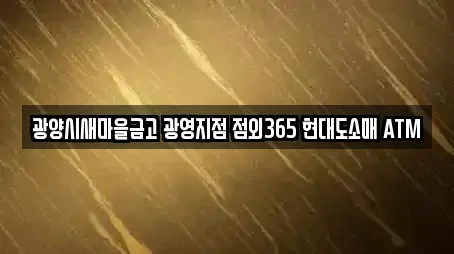 광양시새마을금고 광영지점 점외365 현대도소매 ATM